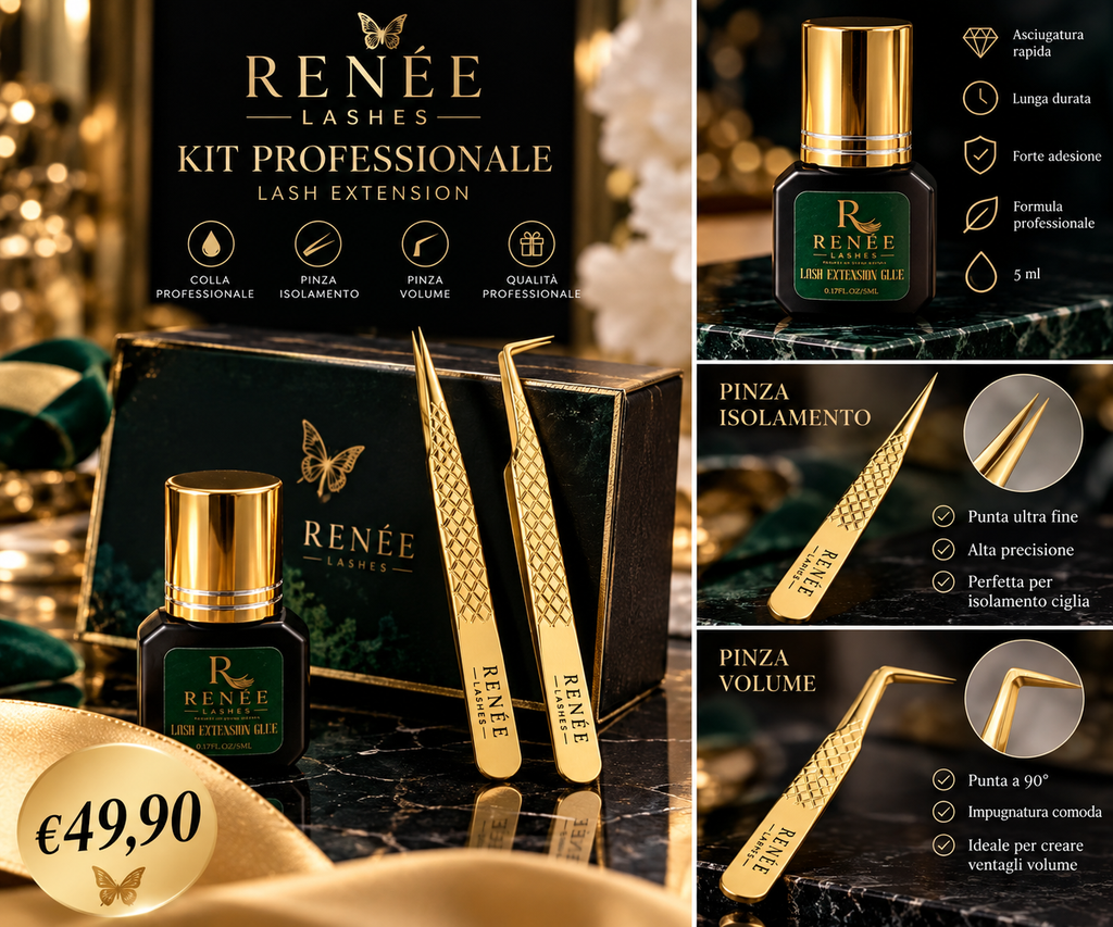 Kit Professionale Renée Lash – Colla 5 ml + 2 Pinze
