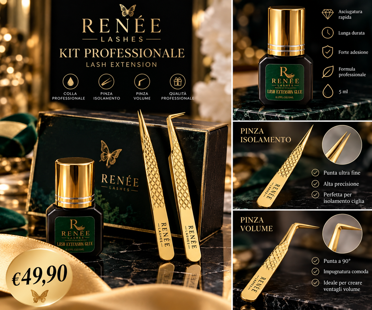 Kit Professionale Renée Lash – Colla 5 ml + 2 Pinze
